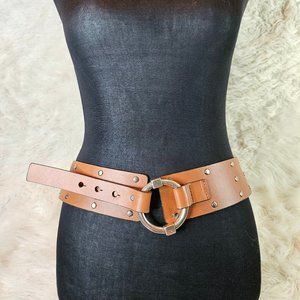 Calvin Klein Jeans Brown Leather Wide Corset Waist Belt Size M/L